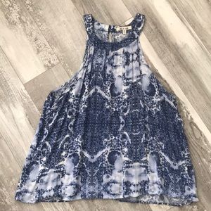 Medium blue and white tank top